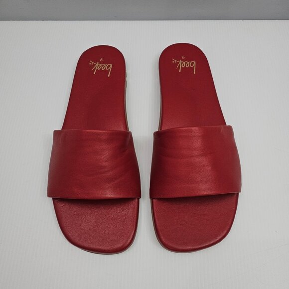 Beek Honeybird Slide Sandal Womens 9 Red Leather Square Toe Designer Comfort - Picture 4 of 13